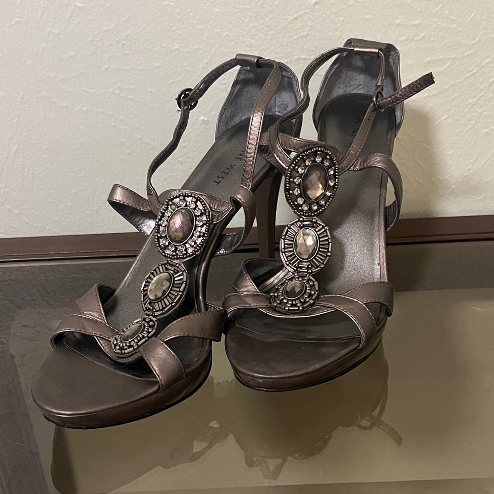 Nine West Metallic Embellished Heels